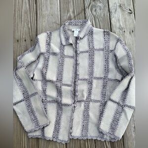 I D I by Mathew patchwork crochet leather jacket medium Gray and Cream Cardigan